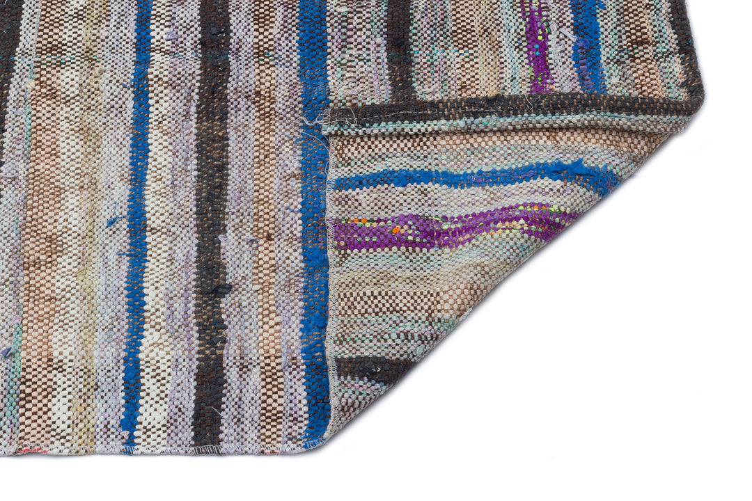 Cretan Gray Striped Wool Hand-Woven Carpet 116 x 243