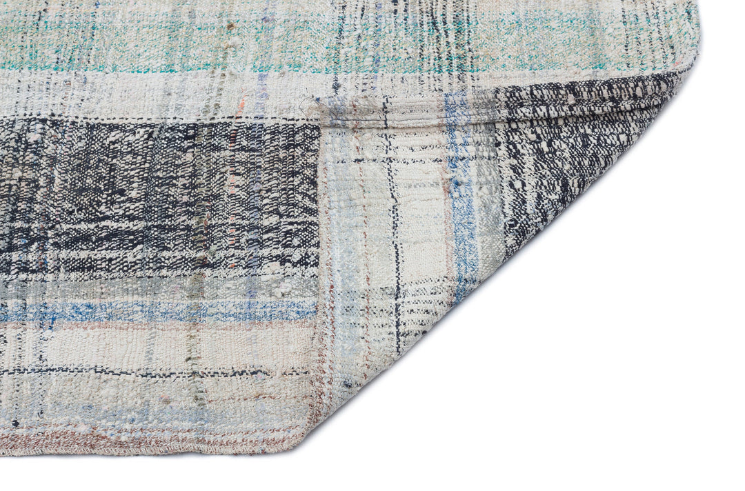 Cretan Beige Striped Wool Hand-Woven Carpet 172 x 201