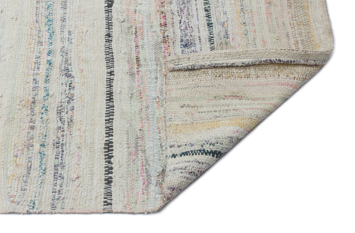 Cretan Beige Striped Wool Hand-Woven Carpet 138 x 310