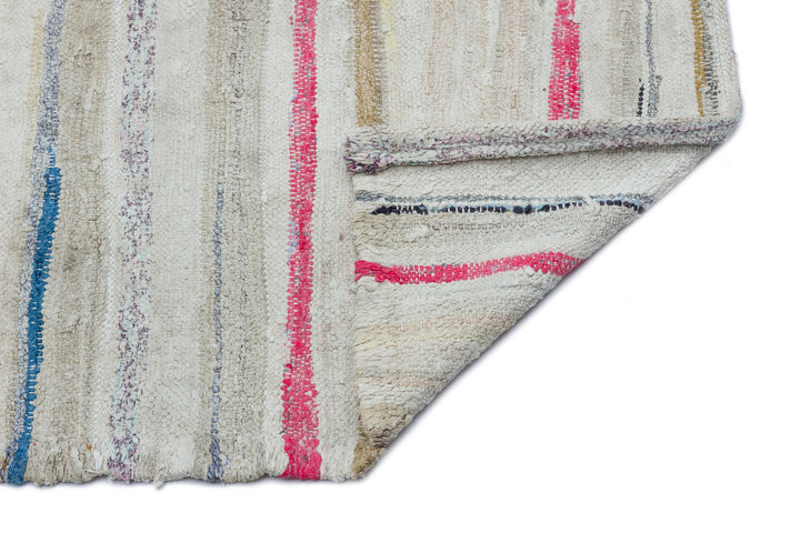 Cretan Beige Striped Wool Hand-Woven Carpet 164 x 227