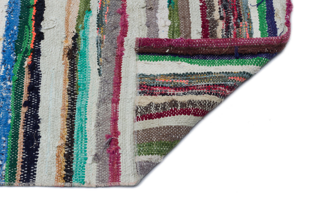 Cretan Gray Striped Wool Hand-Woven Carpet 173 x 190