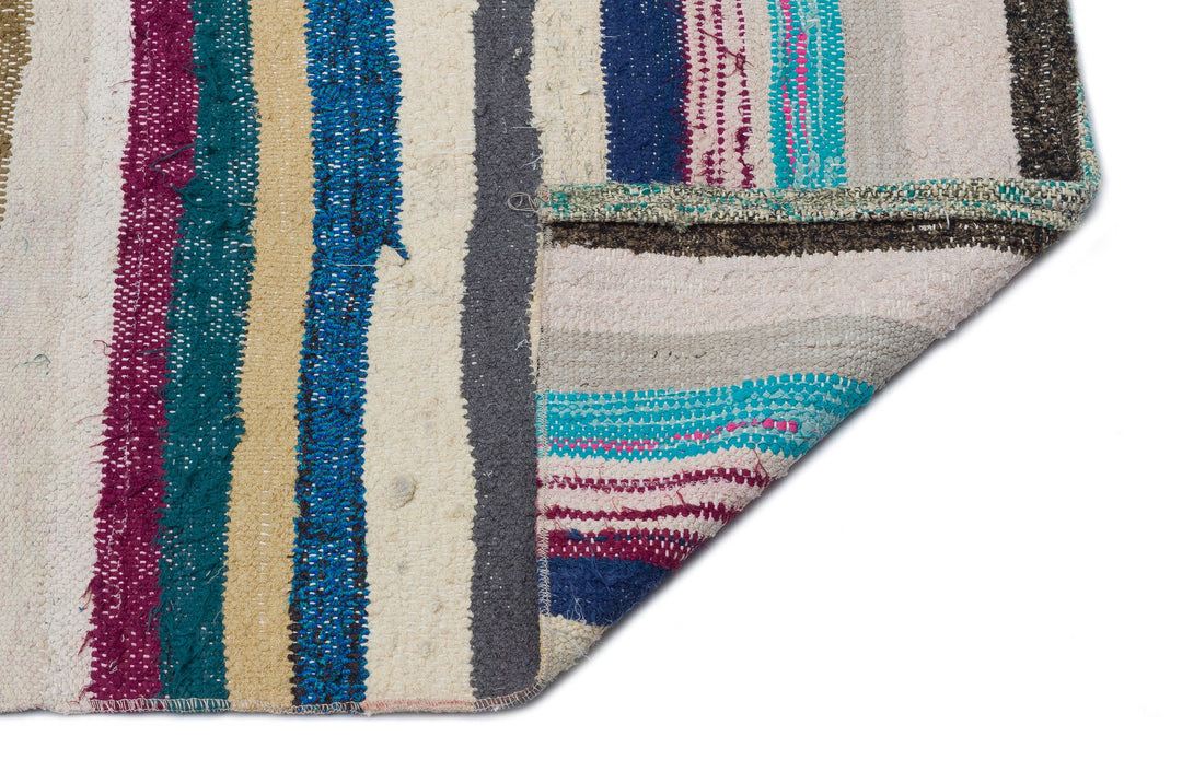Cretan Beige Striped Wool Hand Woven Carpet 130 x 334