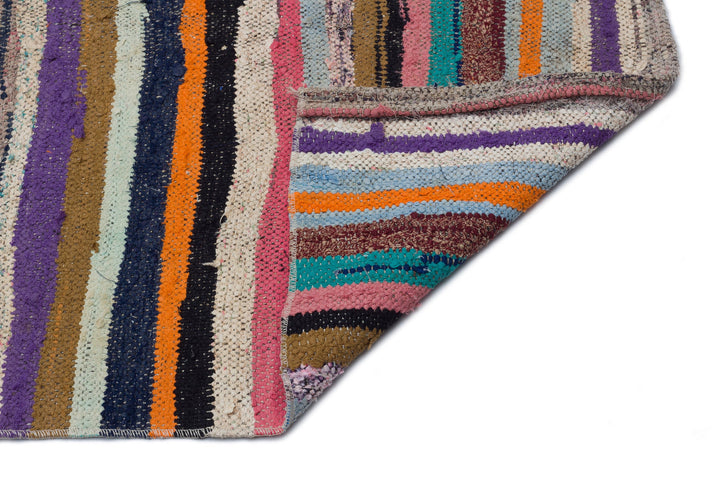 Cretan Beige Striped Wool Hand Woven Carpet 130 x 340
