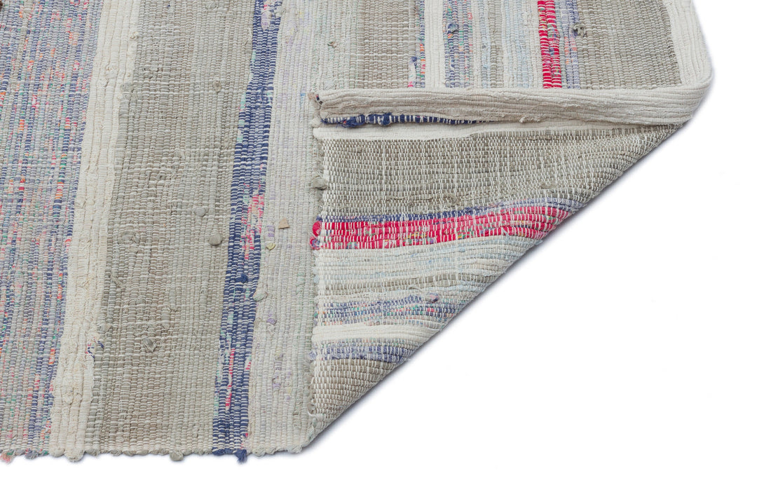 Cretan Beige Striped Wool Hand-Woven Carpet 231 x 264