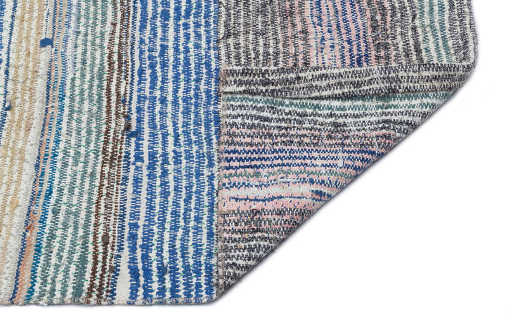 Cretan Beige Striped Wool Hand Woven Carpet 129 x 305