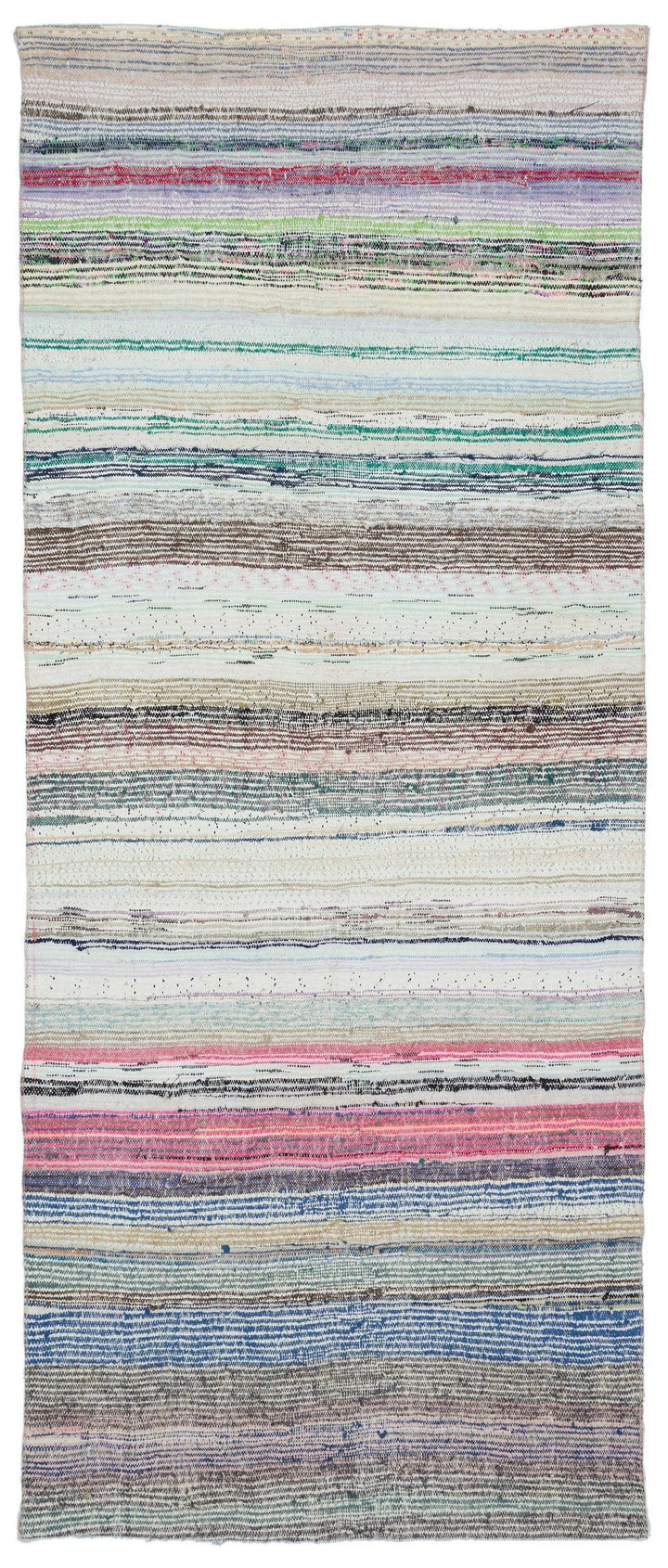 Cretan Beige Striped Wool Hand Woven Carpet 129 x 305