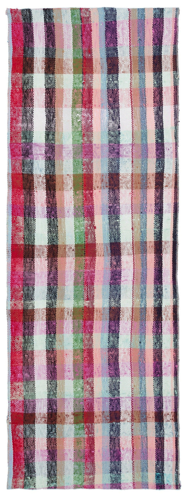 Cretan Beige Striped Wool Hand-Woven Carpet 084 x 228