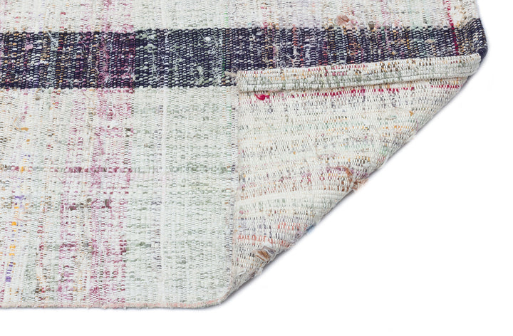 Cretan Beige Striped Wool Hand-Woven Carpet 078 x 290