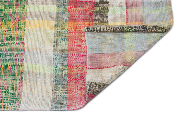 Cretan Beige Striped Wool Hand-Woven Carpet 086 x 260