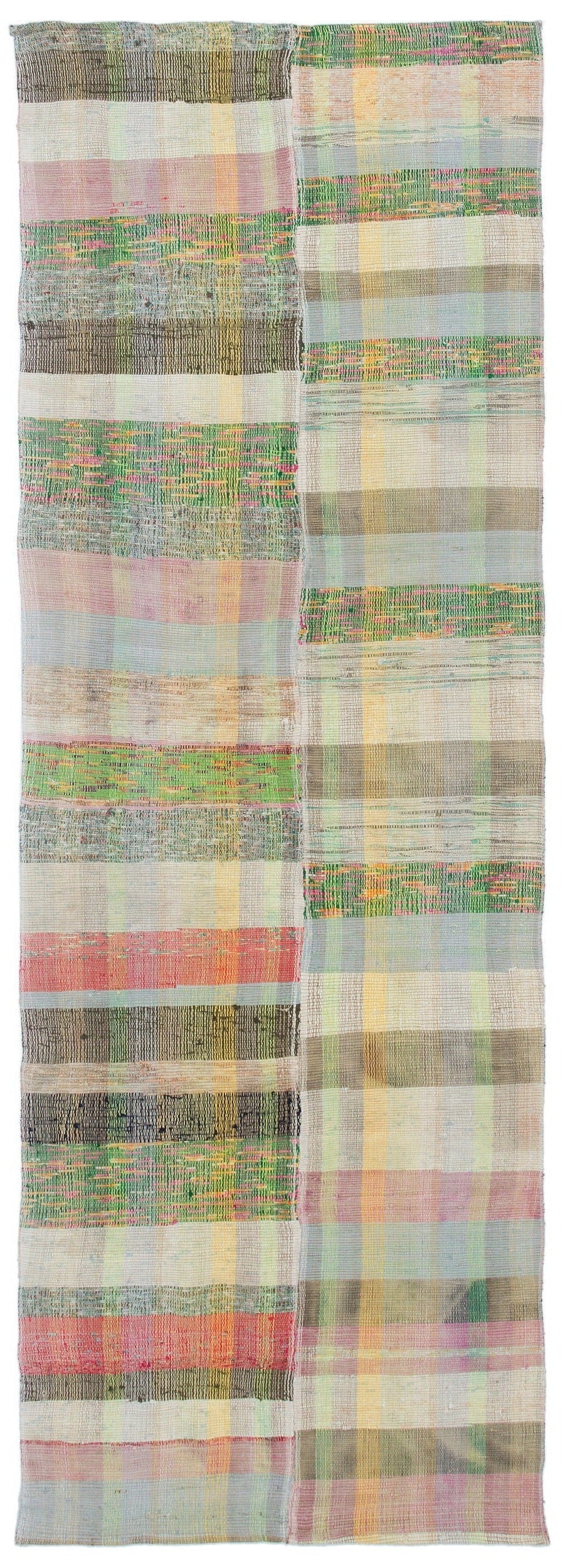 Cretan Beige Striped Wool Hand-Woven Carpet 086 x 260