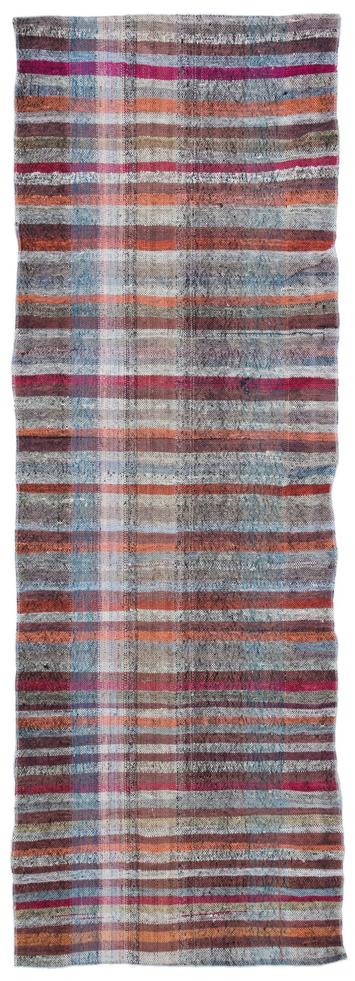 Cretan Brown Striped Wool Hand-Woven Carpet 091 x 258