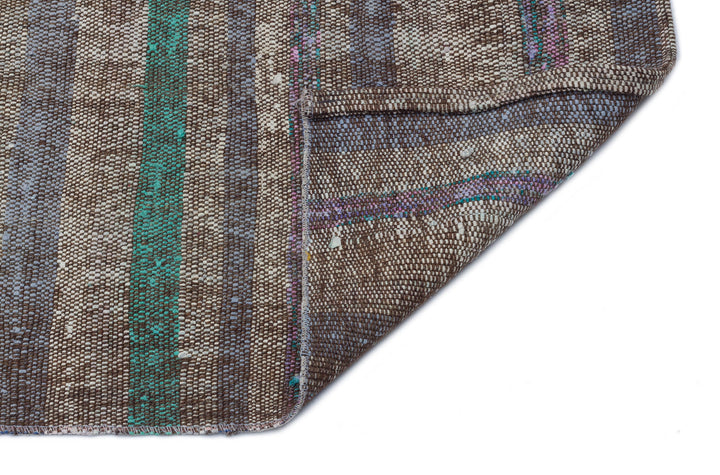 Cretan Gray Striped Wool Hand-Woven Carpet 096 x 168
