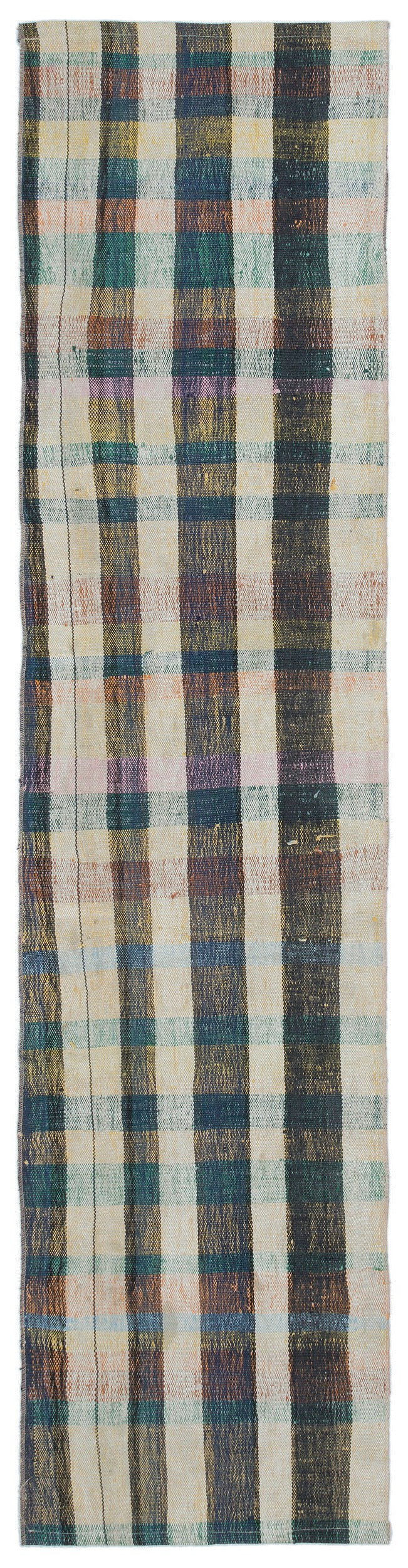 Cretan Beige Striped Wool Hand Woven Carpet 057 x 232