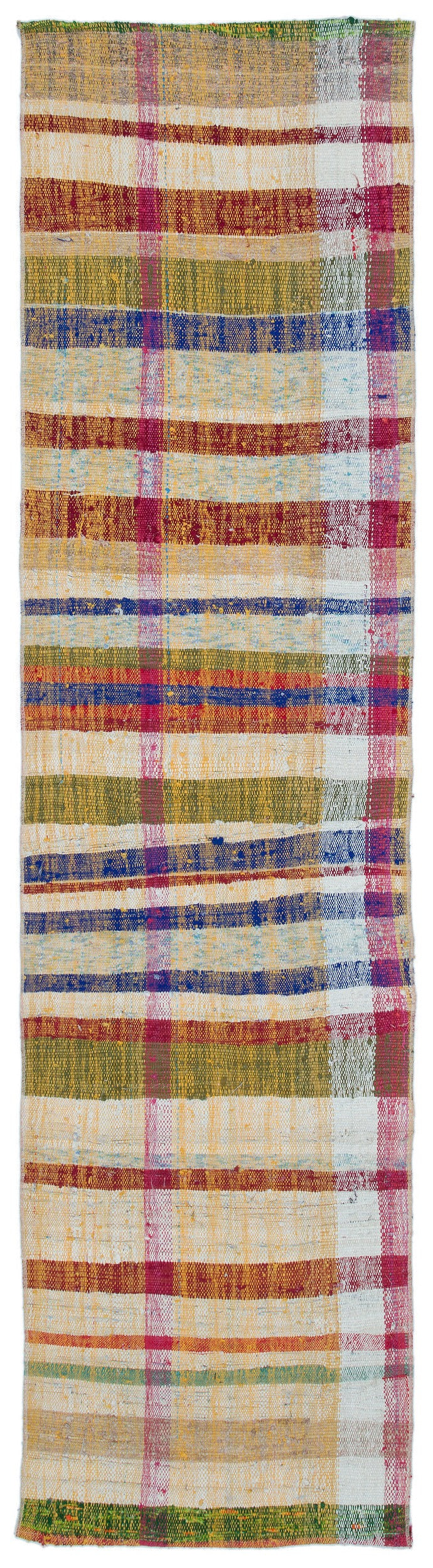Cretan Yellow Striped Wool Hand-Woven Carpet 061 x 236