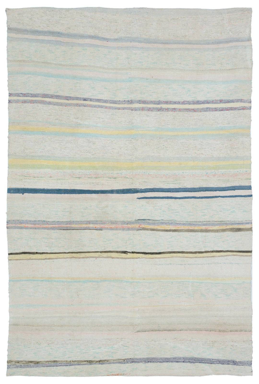Cretan Beige Striped Wool Hand-Woven Rug 177 x 270