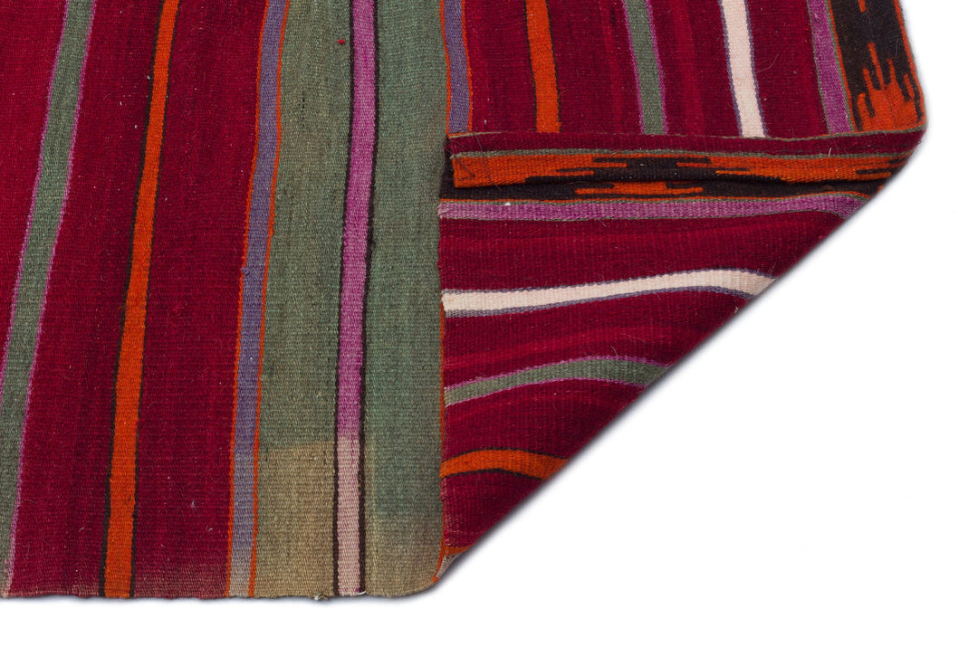 Cretan Beige Striped Wool Hand-Woven Carpet 195 x 266