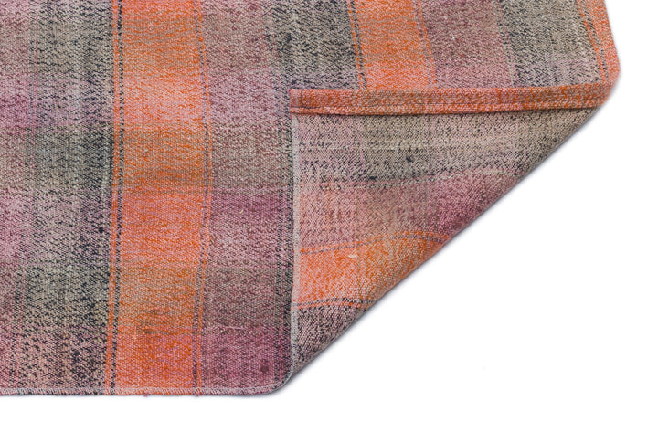 Cretan Orange Striped Wool Hand-Woven Carpet 126 x 204