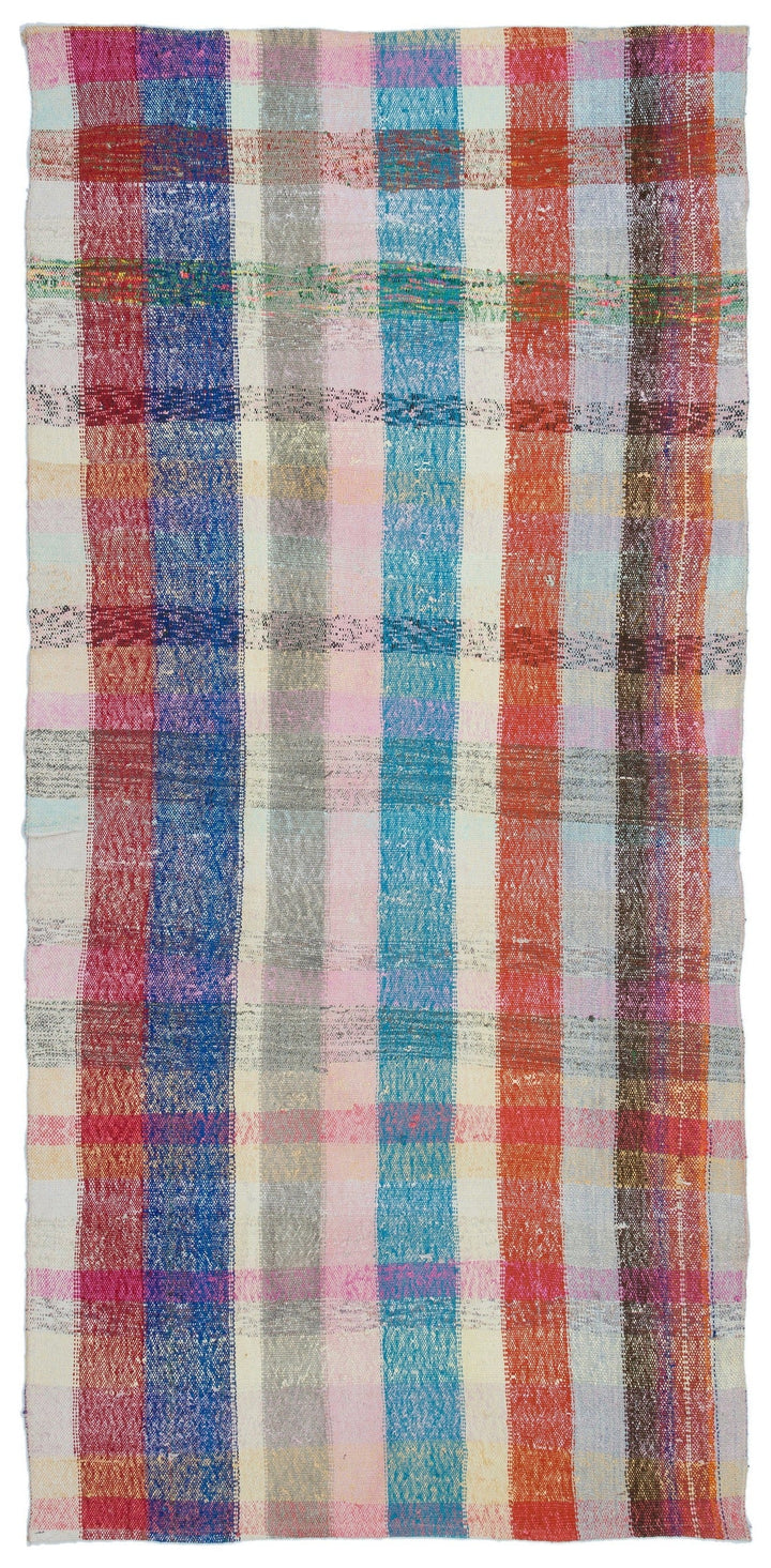 Cretan Beige Striped Wool Hand-Woven Carpet 118 x 253