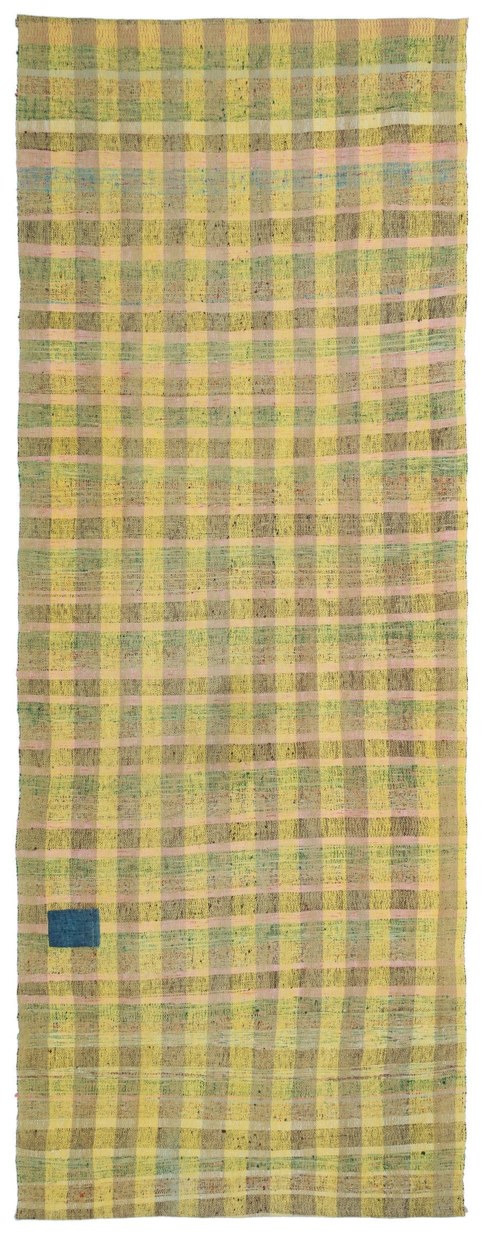 Cretan Yellow Striped Wool Hand Woven Carpet 120 x 325