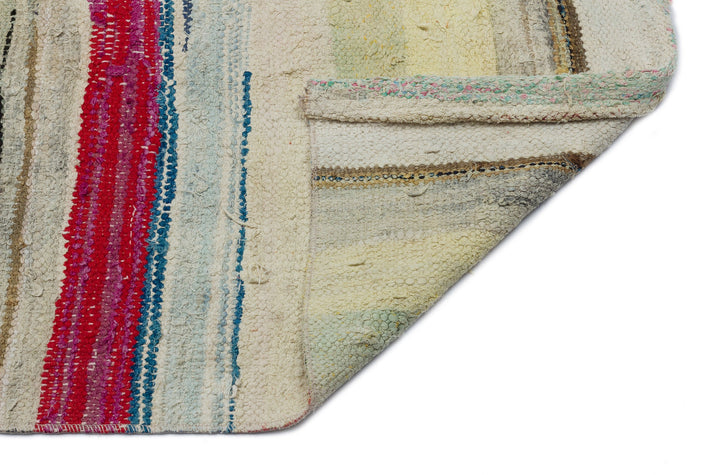 Cretan Beige Striped Wool Hand-Woven Carpet 082 x 310