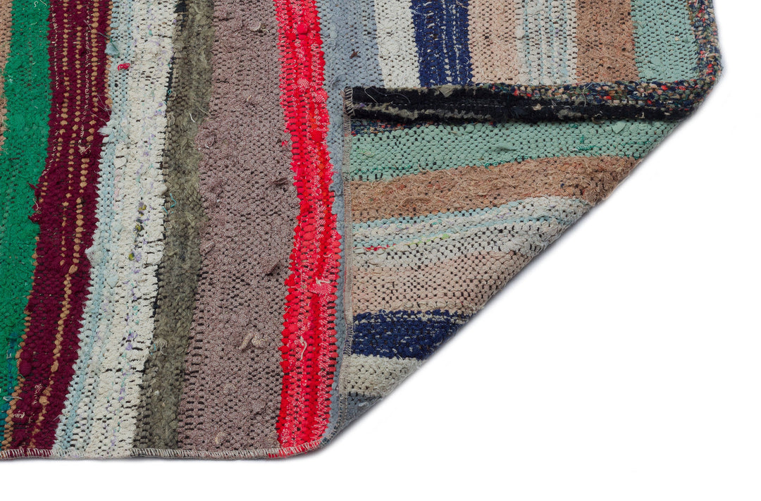 Cretan Beige Striped Wool Hand-Woven Carpet 113 x 325
