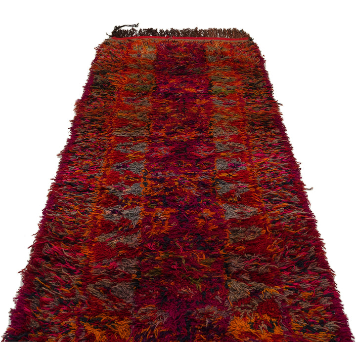 Cretan Red Floral Wool Hand Woven Carpet 110 x 300