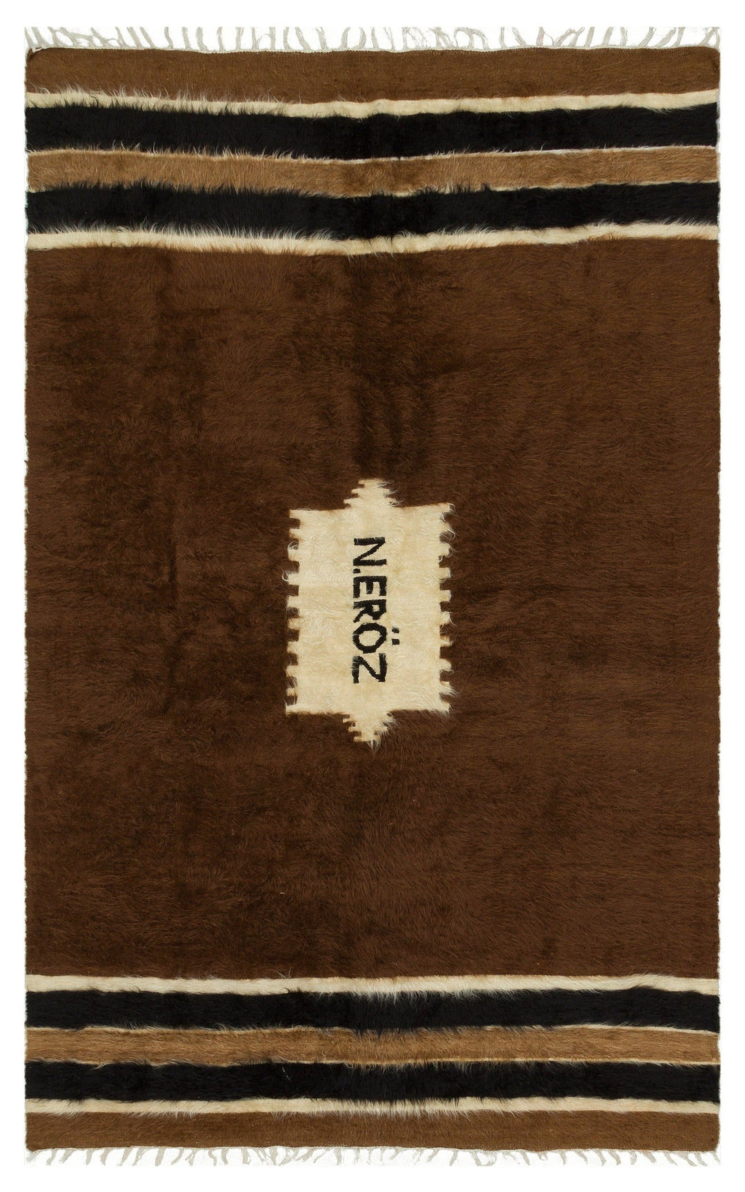 Crete Brown Geometric Wool Hand Woven Carpet 132 x 205