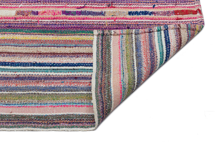 Cretan Beige Striped Wool Hand Woven Carpet 180 x 251