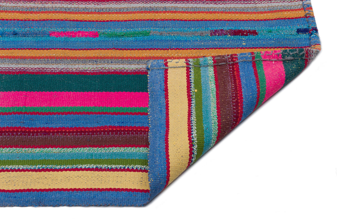 Cretan Beige Striped Wool Hand-Woven Carpet 179 x 254