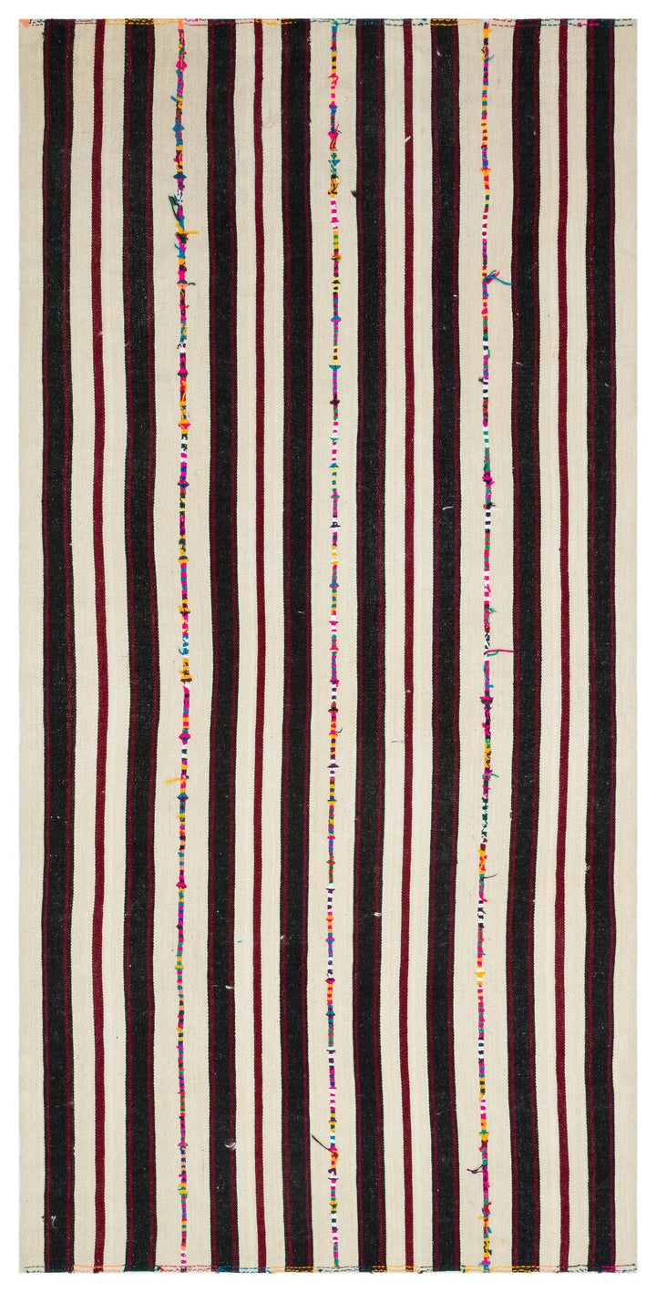 Crete 33988 Beige Striped Wool Hand Woven Carpet 150 x 307
