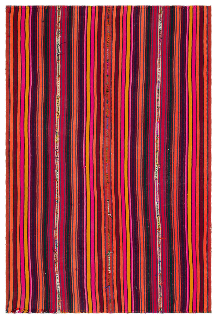 Cretan Beige Striped Wool Hand-Woven Carpet 178 x 256