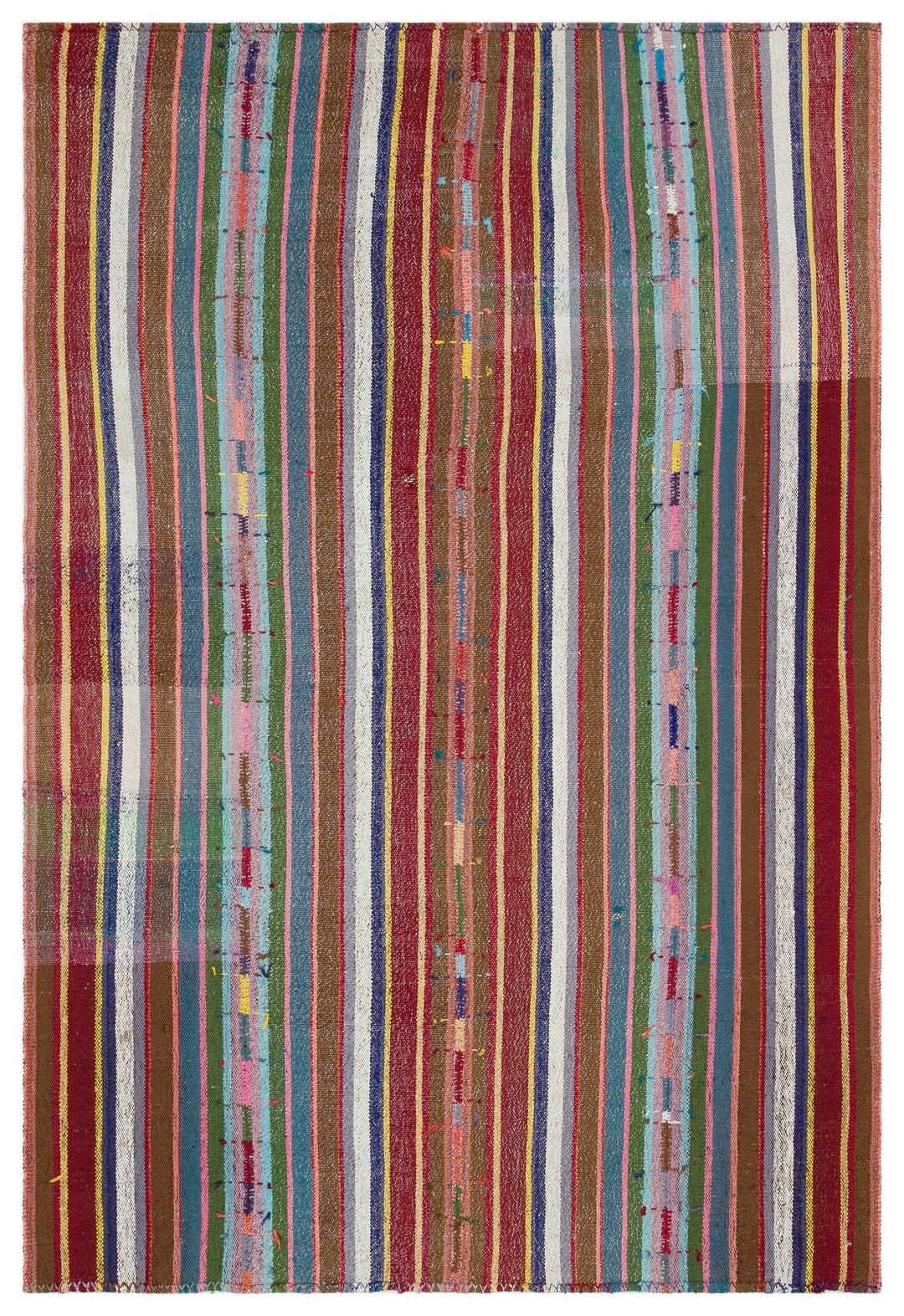 Cretan Beige Striped Wool Hand-Woven Rug 177 x 258