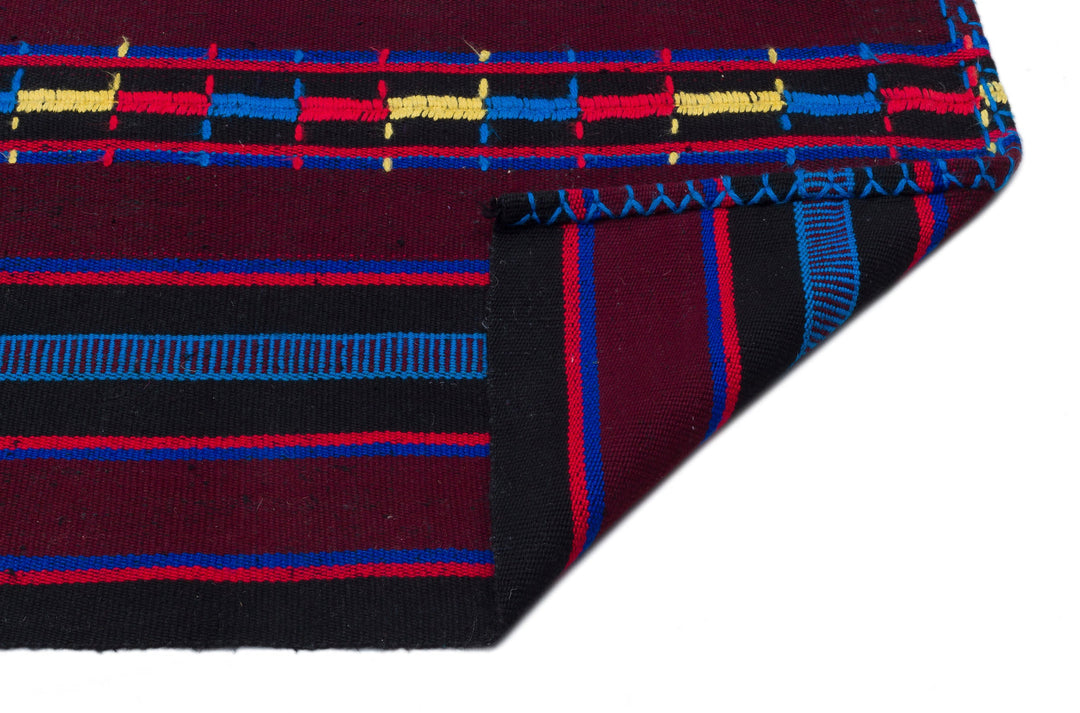 Crete 33996 Burgundy Striped Wool Hand-Woven Rug 191 x 280