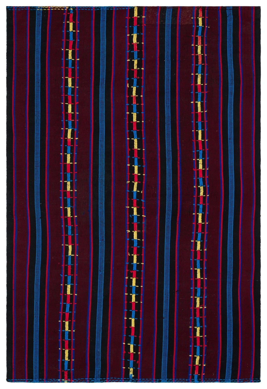 Crete 33996 Burgundy Striped Wool Hand-Woven Rug 191 x 280