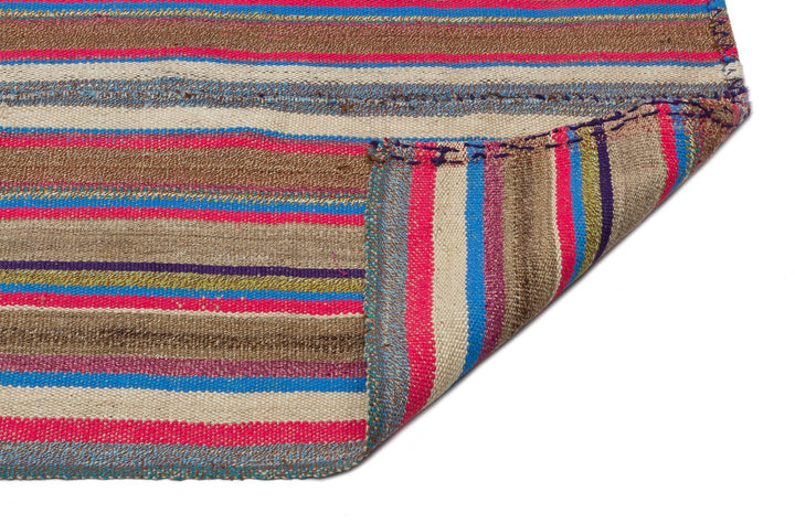 Cretan Beige Striped Wool Hand-Woven Carpet 182 x 232