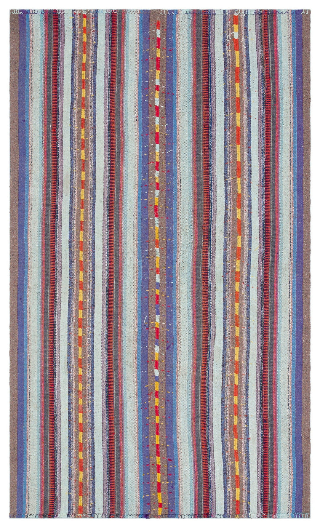 Cretan Beige Striped Wool Hand-Woven Carpet 146 x 250