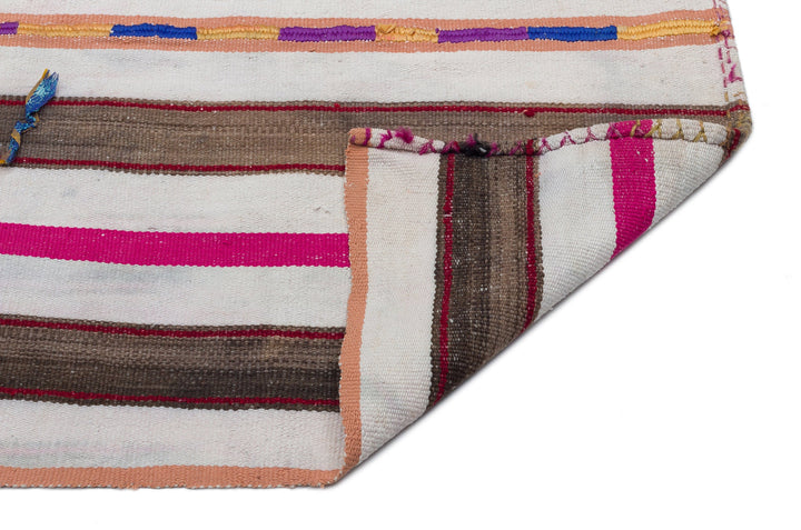 Cretan Beige Striped Wool Hand-Woven Carpet 196 x 238