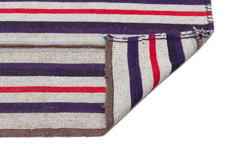 Cretan Beige Striped Wool Hand-Woven Carpet 134 x 234