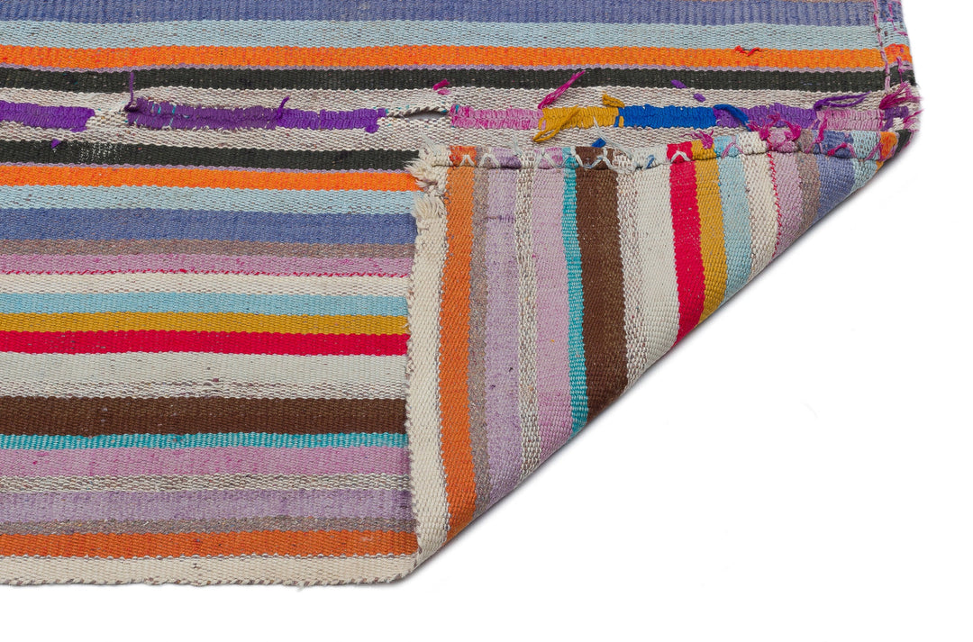 Cretan Beige Striped Wool Hand Woven Carpet 173 x 268