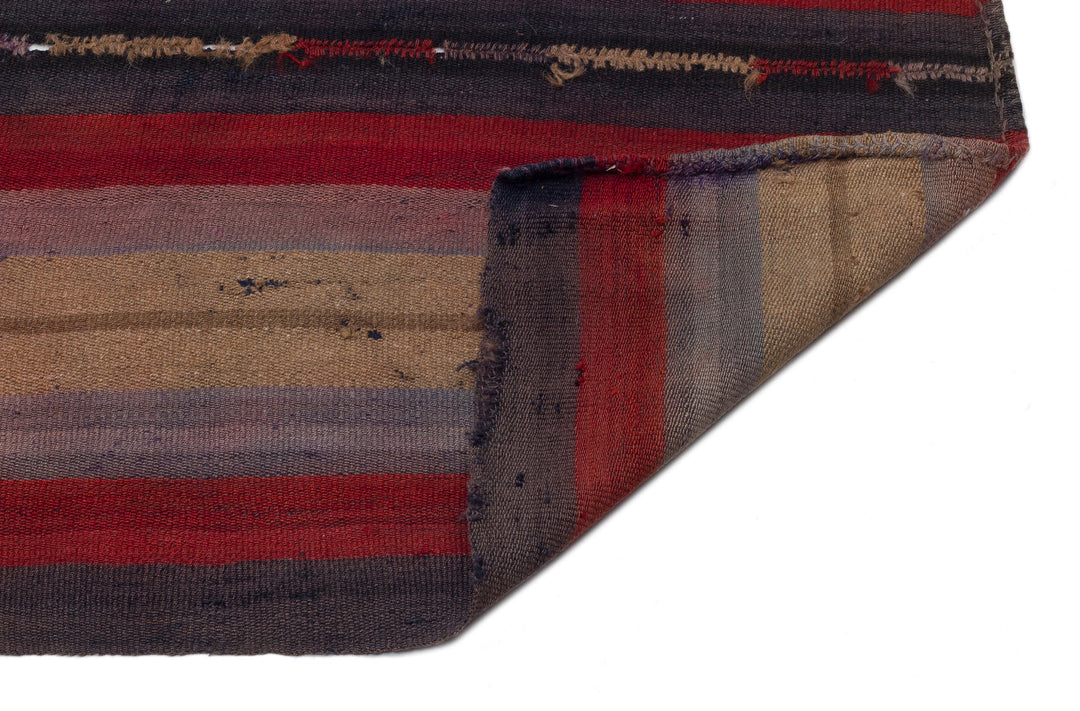 Cretan Beige Striped Wool Hand-Woven Carpet 202 x 263