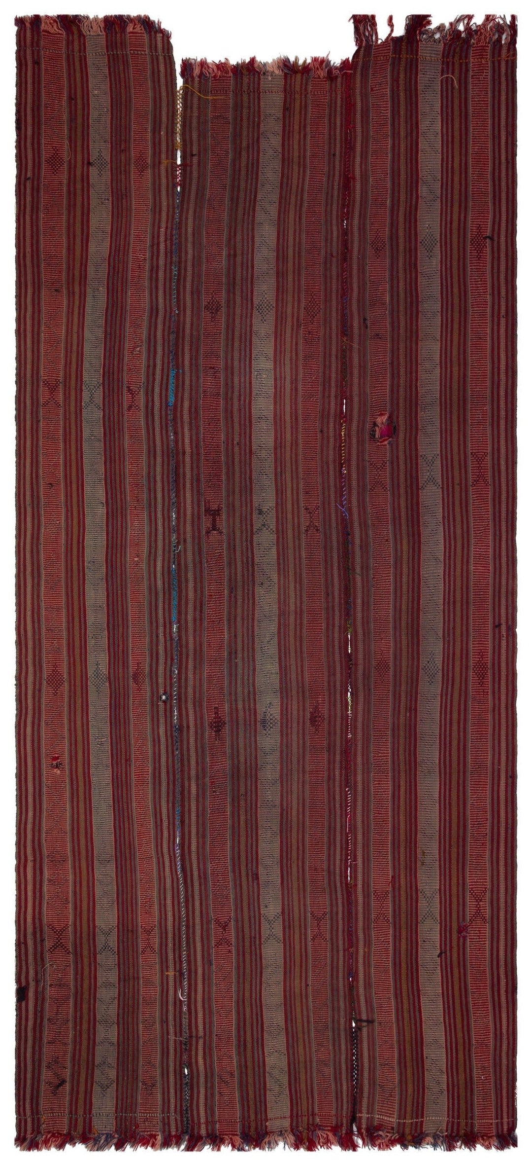 Cretan Beige Striped Wool Hand-Woven Carpet 166 x 344