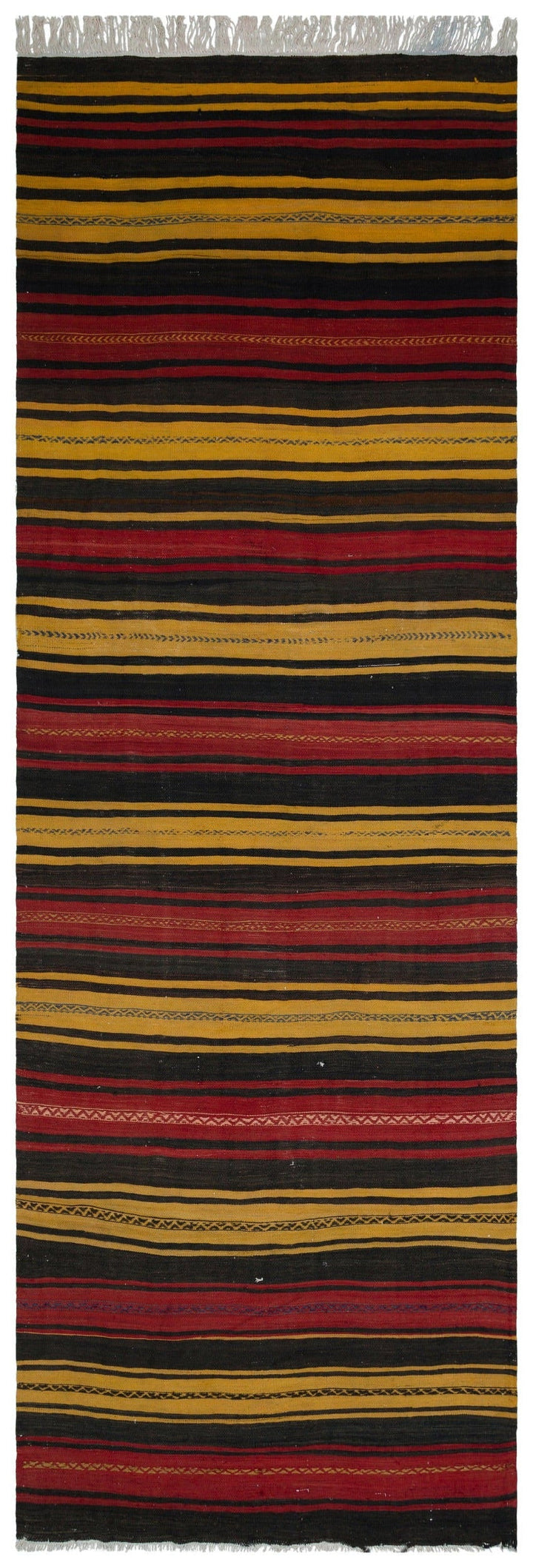 Crete Multi Striped Wool Hand Woven Carpet 145 x 432