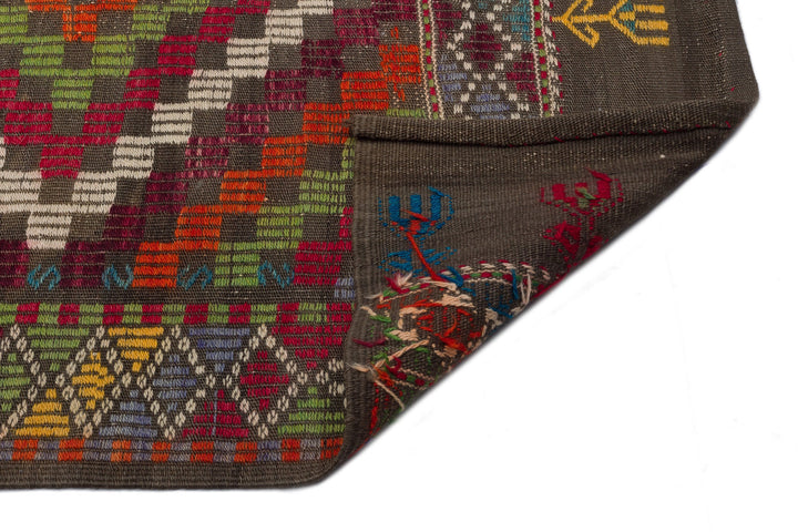 Crete Brown Geometric Wool Hand Woven Carpet 186 x 300