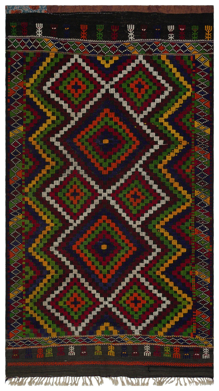 Crete Brown Geometric Wool Hand Woven Carpet 185 x 323