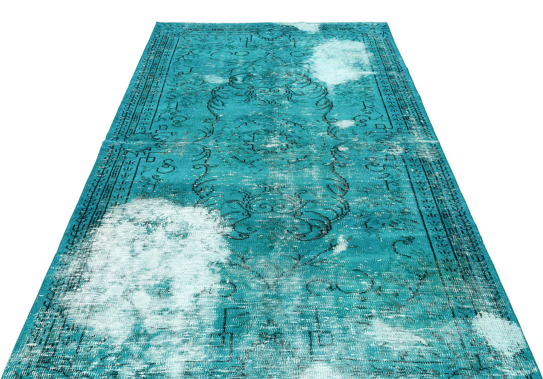 Athens Turquoise Tumbled Wool Hand Woven Carpet 156 x 253