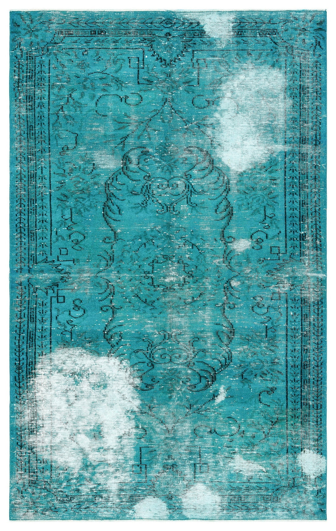 Athens Turquoise Tumbled Wool Hand Woven Carpet 156 x 253
