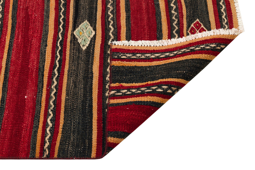 Cretan Red Striped Wool Hand-Woven Carpet 080 x 345