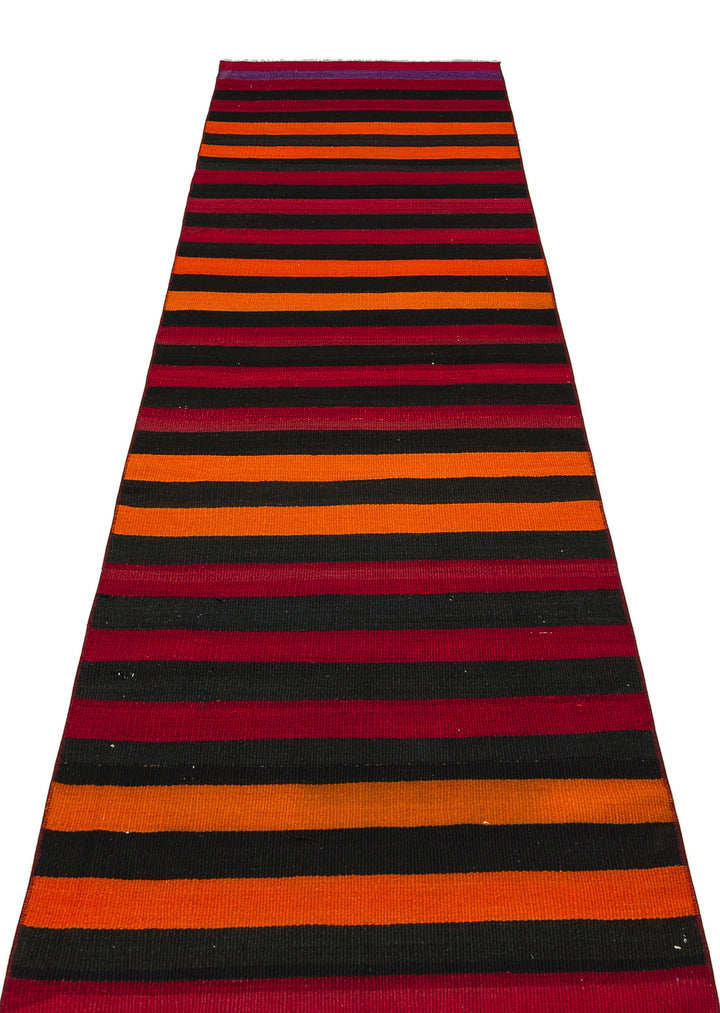 Cretan Red Striped Wool Hand-Woven Carpet 080 x 292