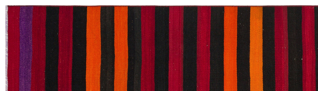 Cretan Red Striped Wool Hand-Woven Carpet 080 x 292
