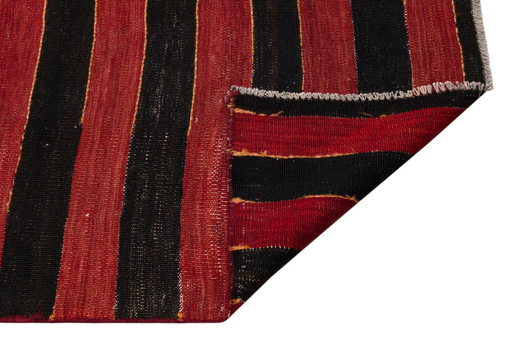 Cretan Red Striped Wool Hand-Woven Carpet 077 x 446